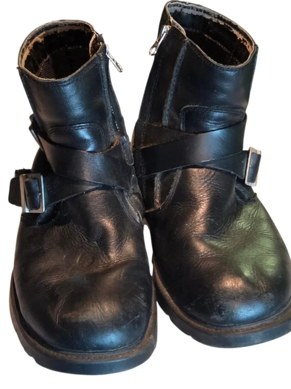 Skechers Boots Mens 9 Cinder Twist Harness Vintage Black Leather Motorcycle Y2K